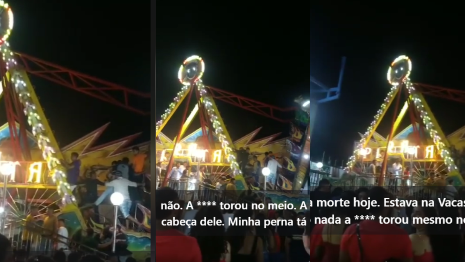 Vídeo: brinquedo parte ao meio em parque de diversões no Ceará