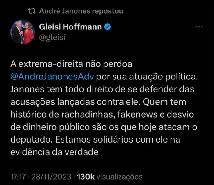 Presidente Nacional Do Pt Sai Em Defesa De Janones Ap S Udios De