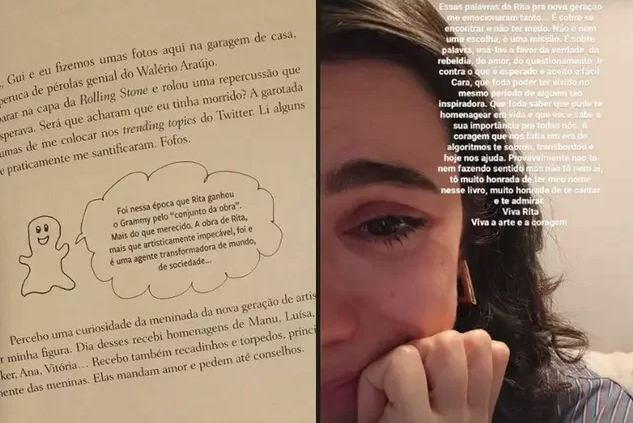 Manu Gavassi se emociona por ser citada em novo livro de Rita Lee