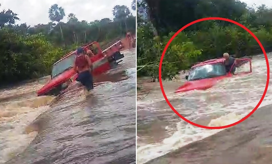 Ex-vereador de Batalha vive momento de terror em carro arrastado por água