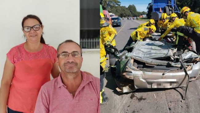 Carreta tomba, esmaga carro e mata duas pessoas