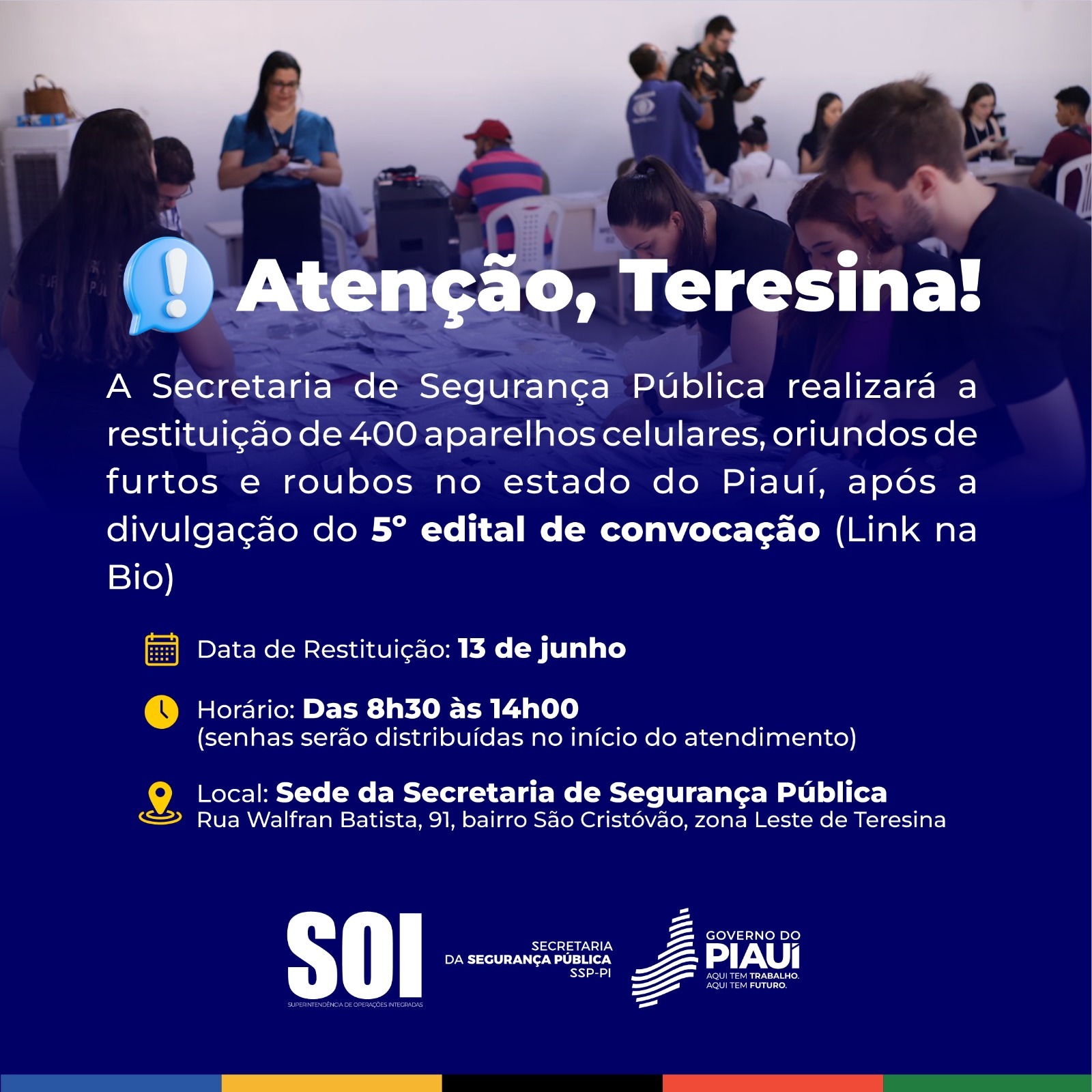 Convocação para recebimento de celulares
