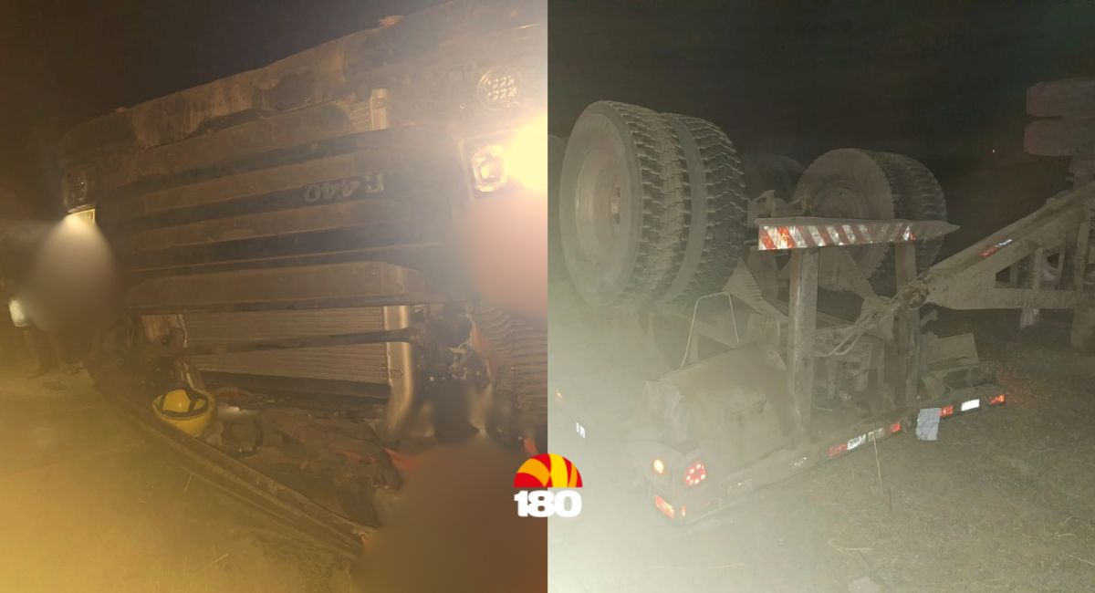 Caminhoneiro fica preso às ferragens por duas horas após carreta tombar o interior do Piauí