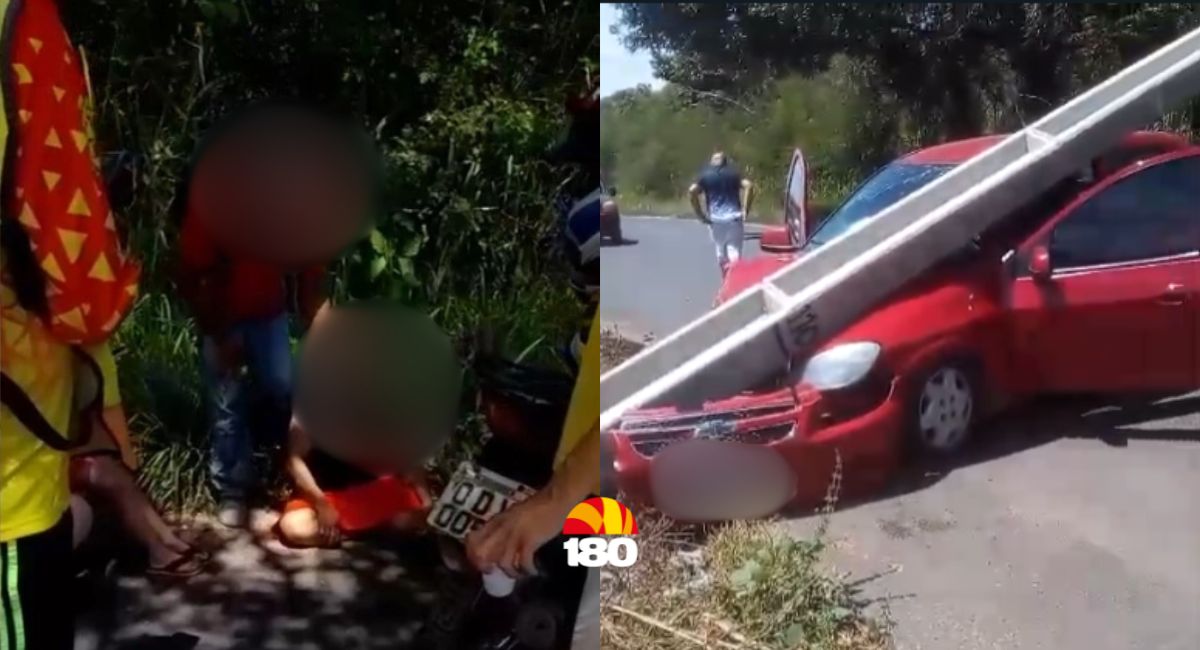 Mulher fica ferida após bater carro em poste na zona rural de Teresina
