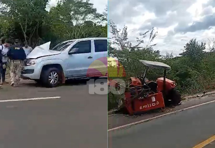 Trator e picape colidem na BR-343, em Altos; ninguém fica gravemente ferido