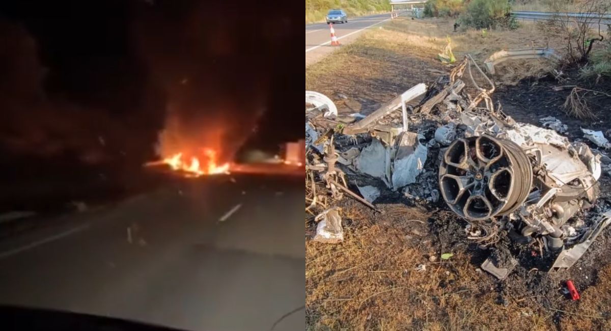 Vídeo mostrcarro de Diogo Jota em chamas após trágico acidente na Espanha