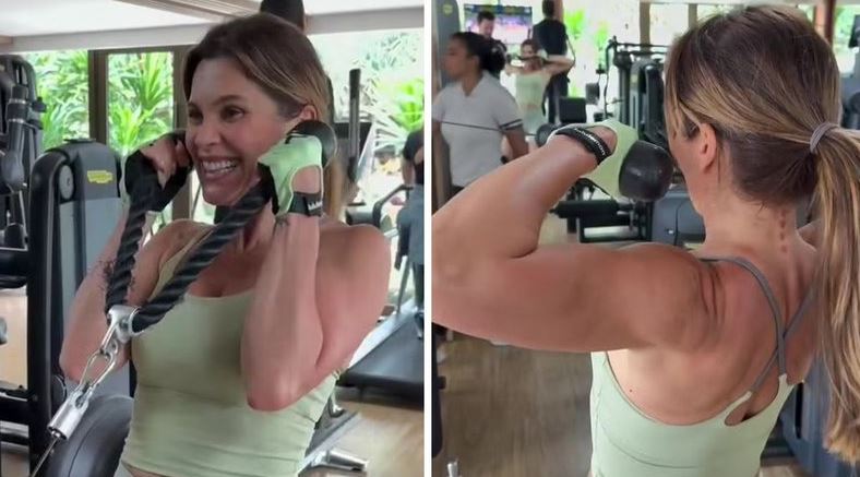 Aos 52 anos, Flávia Alessandra surpreende com shape definido durante treino