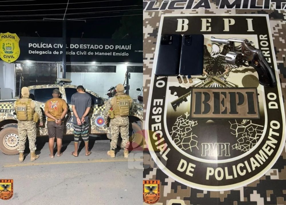 Dois homens são conduzidos à delegacia após abordagem com revólver na BR-135, no Piauí