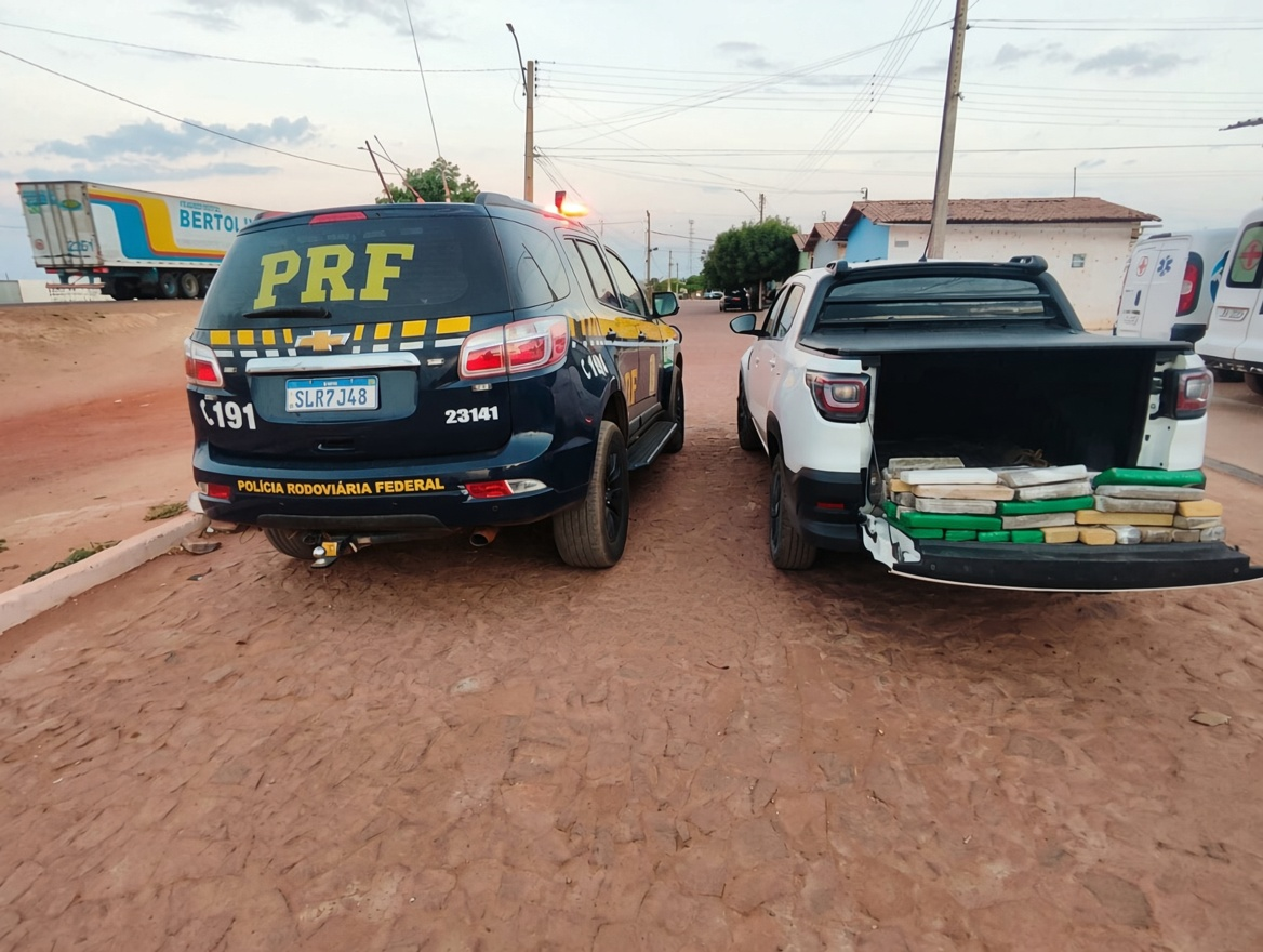 Dupla é presa com 50 kg de drogas em caixas de papelão no Piauí; passageiro passou mal após abordagem da PRF