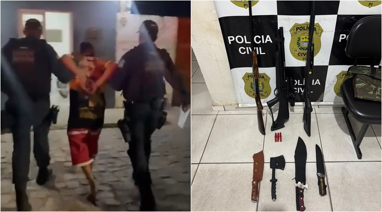 Homem é preso suspeito de agredir e ameaçar a esposa no Piauí; armas são apreendidas