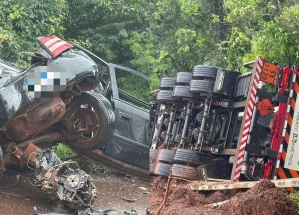 Motorista morre após carro bater de frente contra bitrem na BR-369; veículo teria invadido contramão