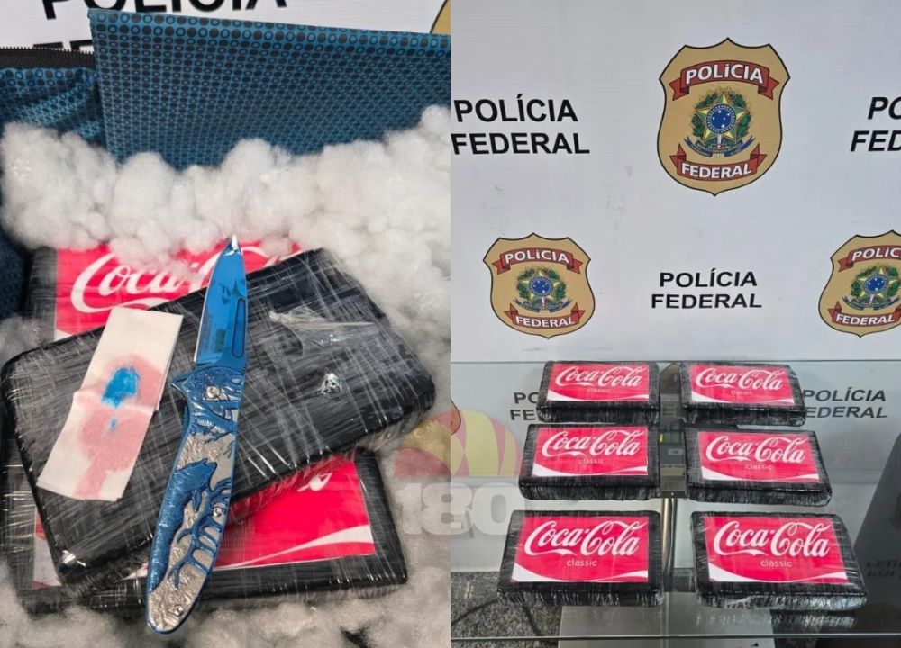 Mulher é presa no Galeão levando tijolos de cocaína com logo da Coca-Cola