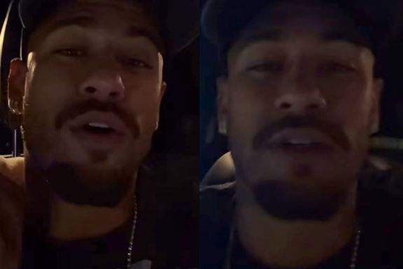 Neymar interrompe trajeto após pneu furar e brinca na web