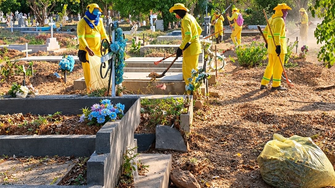 SDU Leste reforça limpeza de cemitérios para receber visitantes no Dia de Finados