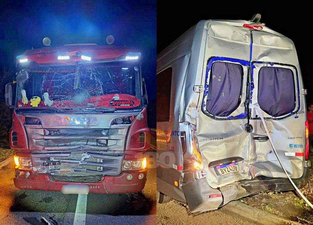 Van da Saúde de Betânia do Piauí se envolve em acidente com caminhão na BR-407, em Jaicós