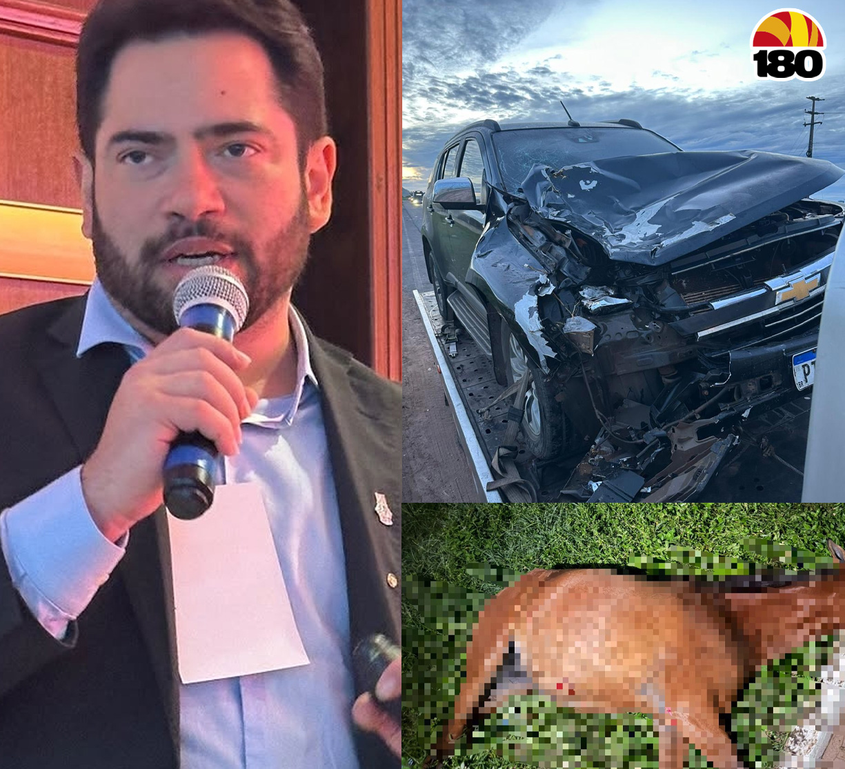 Dr. Ribamar Bandeira tem carro destruído após colisão com cavalos no Piauí e faz alerta