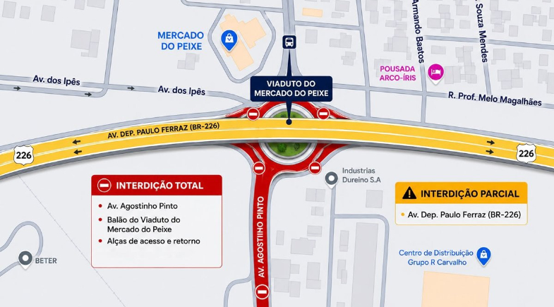 Trânsito na zona Sudeste terá bloqueios no Contorno Rodoviário de Teresina no domingo