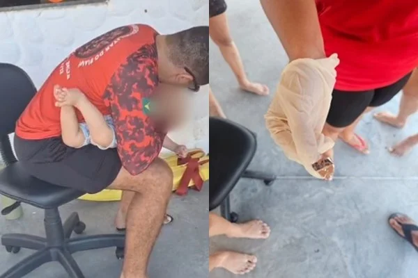 Bebê de 10 meses é salvo por bombeiros após ficar com embalagem de biscoito presa na boca