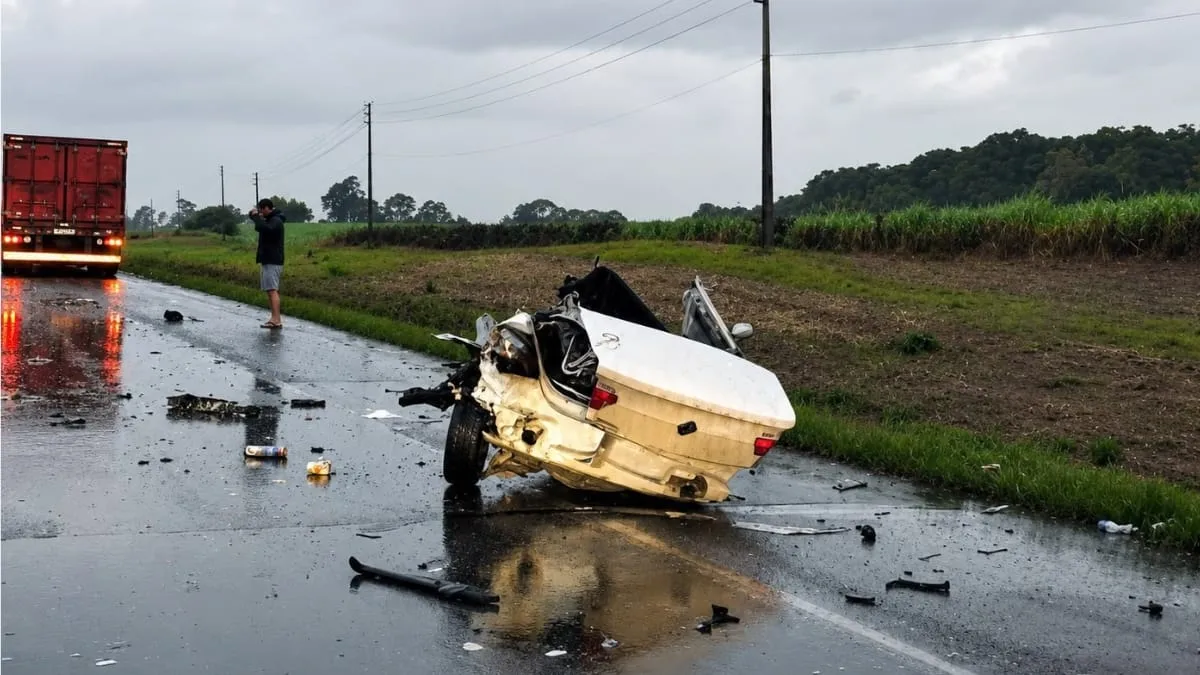 colisão com carreta divide carro ao meio e mata 5 pessoas