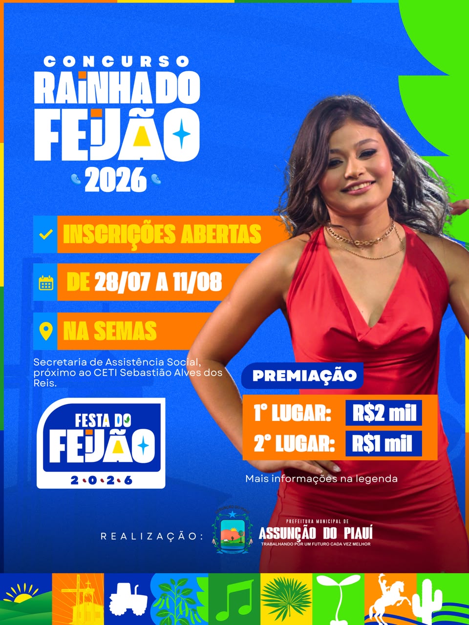Concurso Rainha do Feijão 2026 de Assunção do Piauí abre inscrições com maior premiação da história