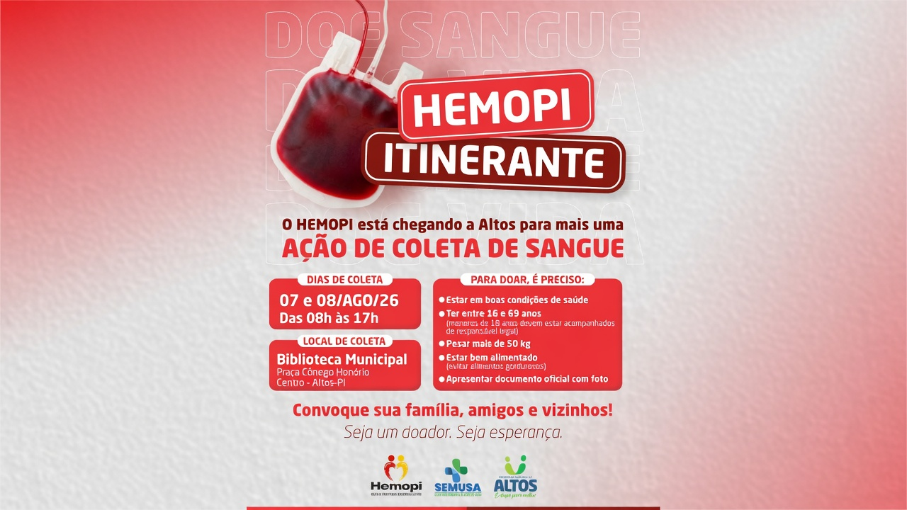 Hemopi leva ação itinerante de coleta de sangue a Altos