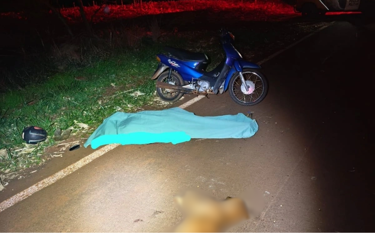 Idoso morre após atropelar animal e cair de motocicleta