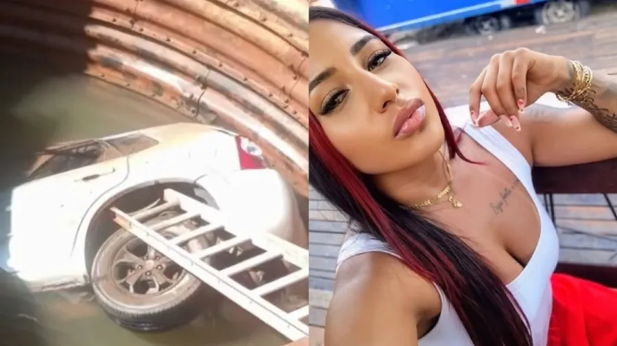 Mulher morre após carro invadir calçada e cair em vala