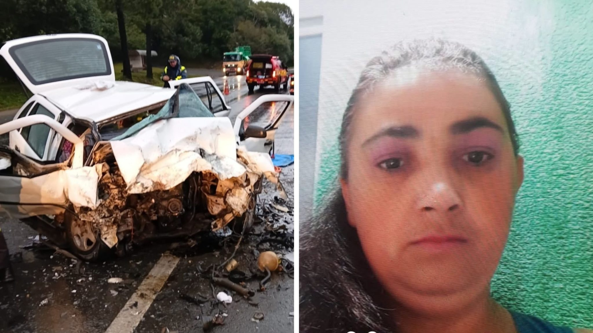 Mulher morre em colisão frontal na BR-116 e duas pessoas são levadas ao hospital em SC