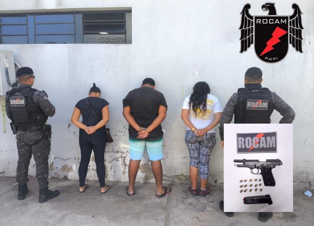 PM prende três pessoas e apreende pistola calibre .40 durante operação em Teresina