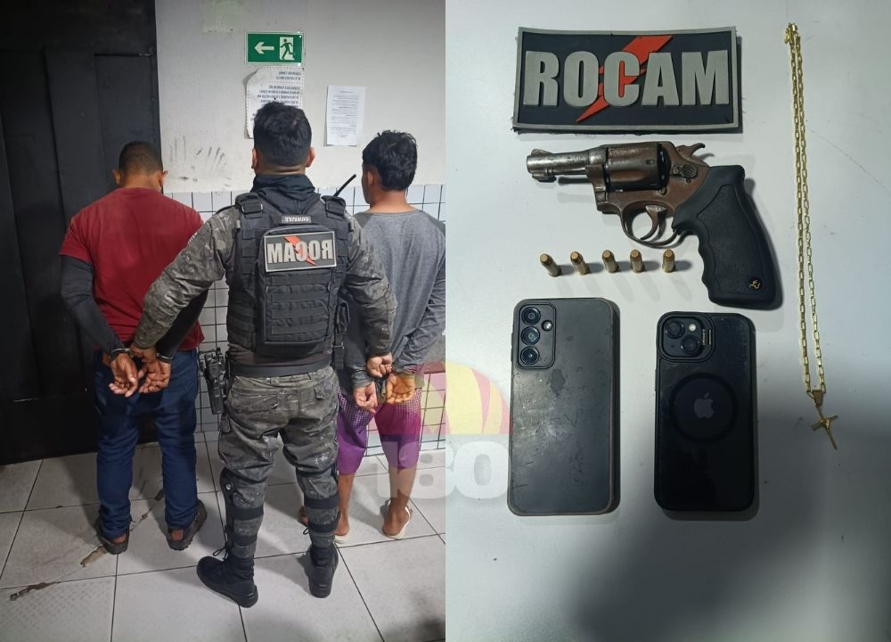 Rocam prende dupla suspeita de roubo e apreende arma de fogo na zona Norte de Teresina