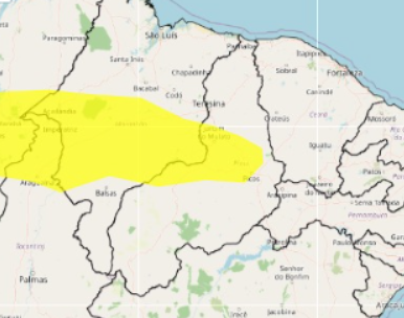 Teresina e 77 cidades do Piauí têm alerta de chuva nas próximas horas