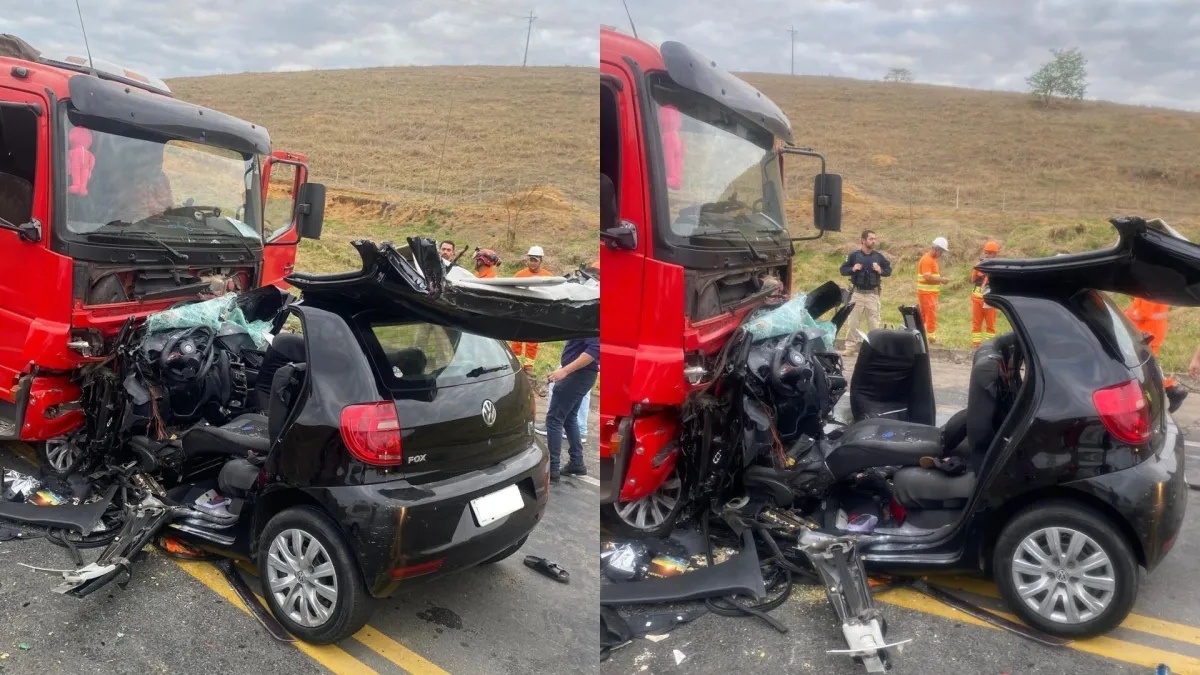 Casal morre e filho fica ferido após colisão entre carro e caminhão