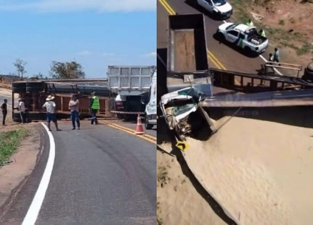 Colisão entre dois caminhões deixa um motorista morto na MT-130