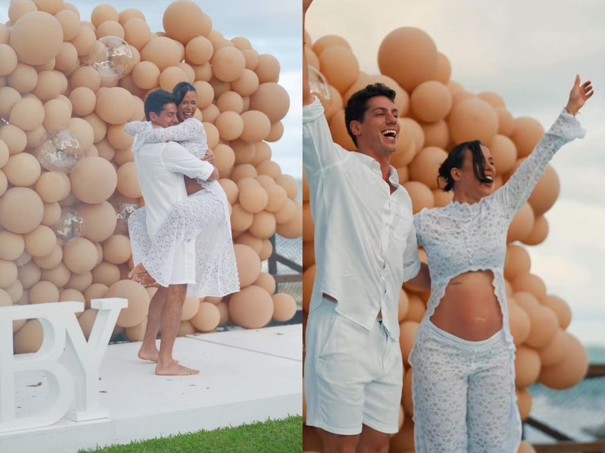 Grávida do 1º filho, Larissa Tomásia faz chá revelação