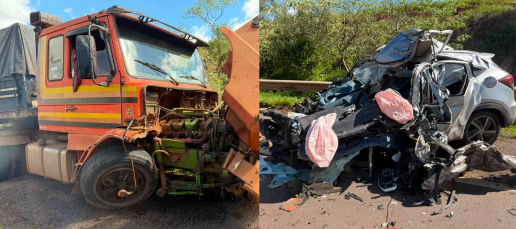 Homem morre após colisão frontal entre carreta e caminhonete na BR-158