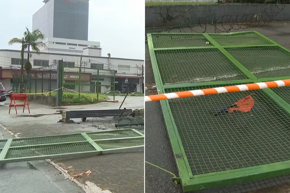 Homem morre atingido por portão de supermercado após carreta bater em pilastra