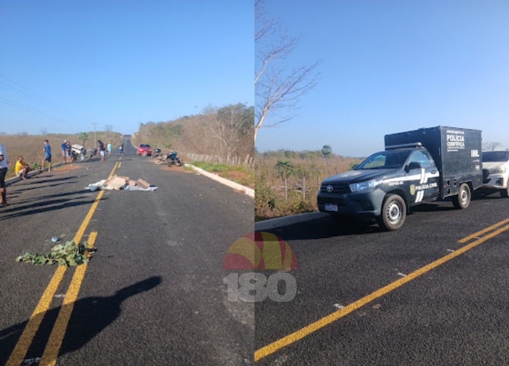 Mulher morre e três ficam feridas após colisão entre duas motocicletas no interior do Piauí