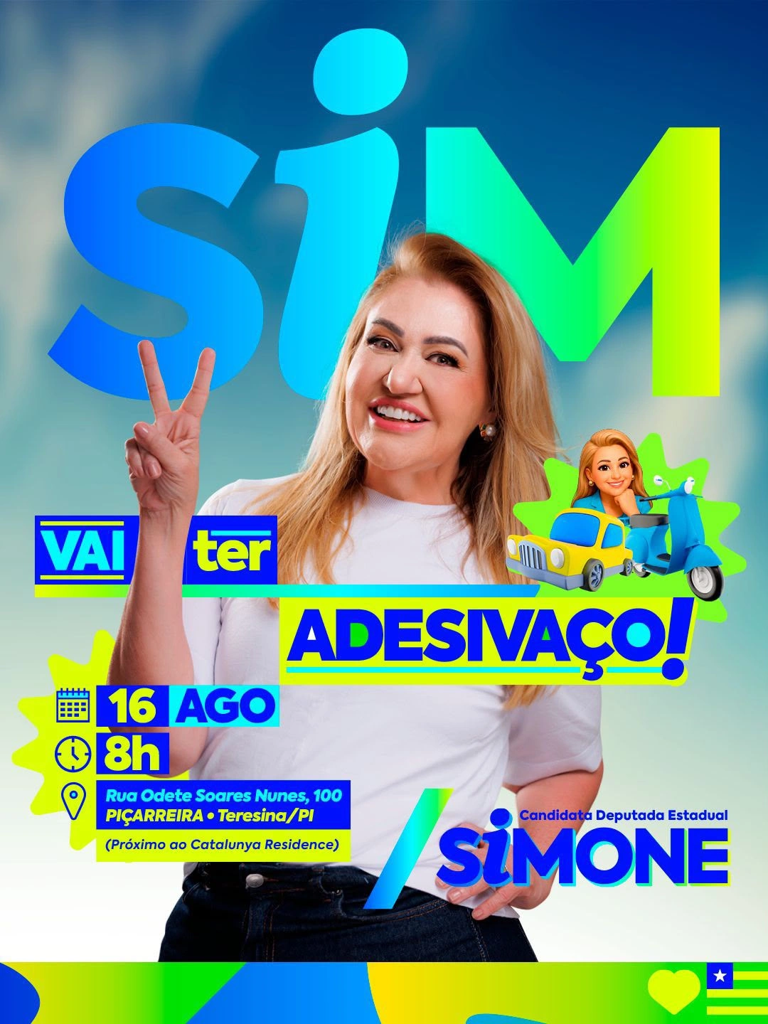 Simone Pereira realiza adesivaço neste domingo em Teresina