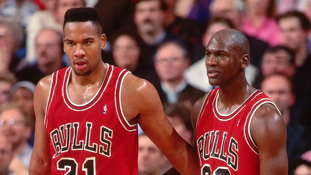 Stacey King e Michael Jordan