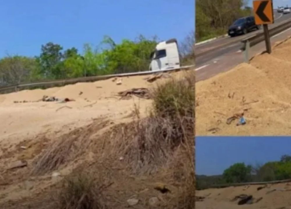 Acidente com carreta é registrado na Ladeira da Barra da Volta, na PI-247, entre Uruçuí e Ribeiro Gonçalves