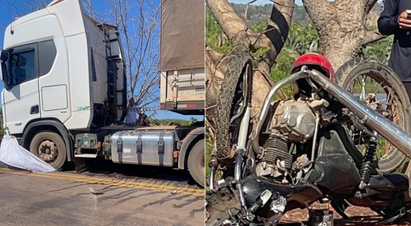 Acidente entre moto e carreta deixa homem morto próximo à ponte que liga Uruçuí-PI a Benedito Leite-MA