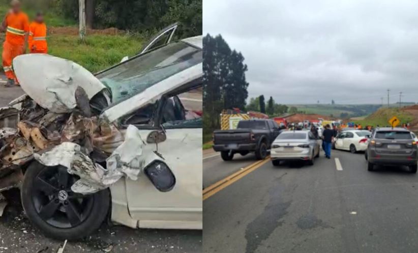 Acidente envolvendo nove carros deixa vítima grave na BR-277