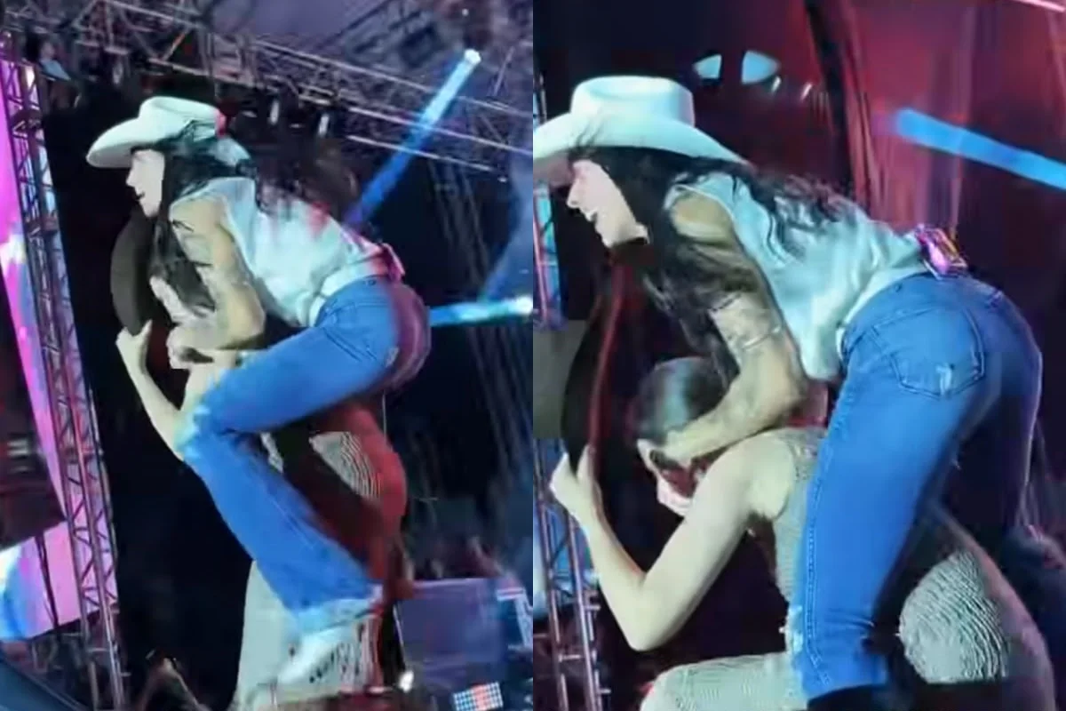 Ana Castela derruba prefeita em cima do palco em show no interior de SP