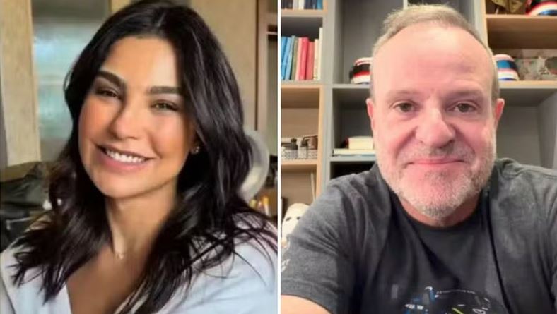 Após assumir romance, Cíntia Chagas e Rubinho Barrichello surgem grudadinhos na Itália