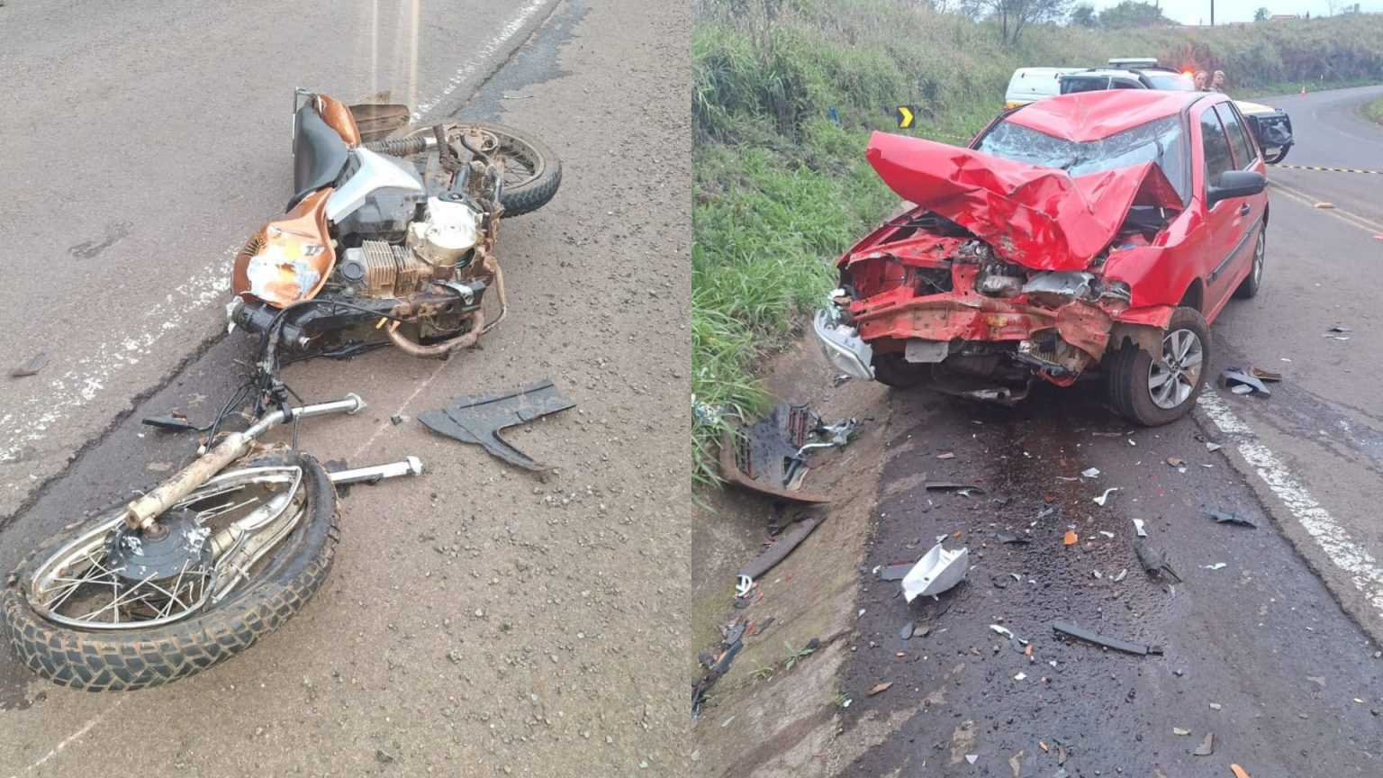 Batida entre moto e carro com família causa morte em SC