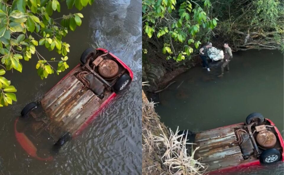 Carro despenca de ponte, cai em rio e mulher morre na hora; três pessoas ficaram feridas