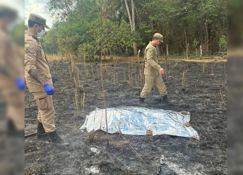 Corpo carbonizado é encontrado em área de pasto no interior de Goiás
