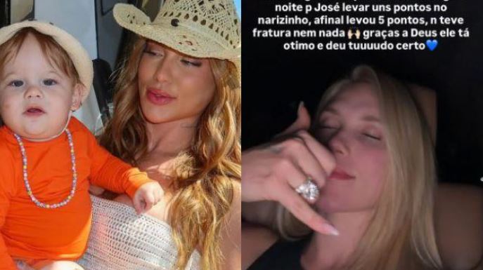 Filho de Virginia e Zé Felipe leva cinco pontos no nariz