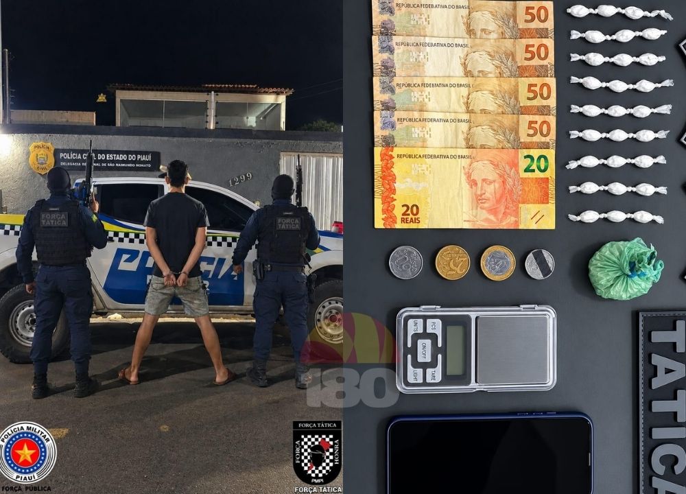 Homem é preso com 32 papelotes de cocaína e porção de 33g em São Raimundo Nonato