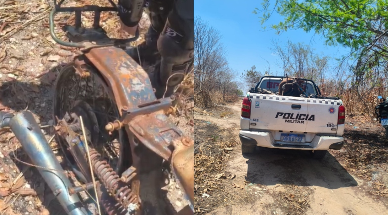 Motocicleta é encontrada totalmente carbonizada em matagal na Vila Irmã Dulce, em Teresina